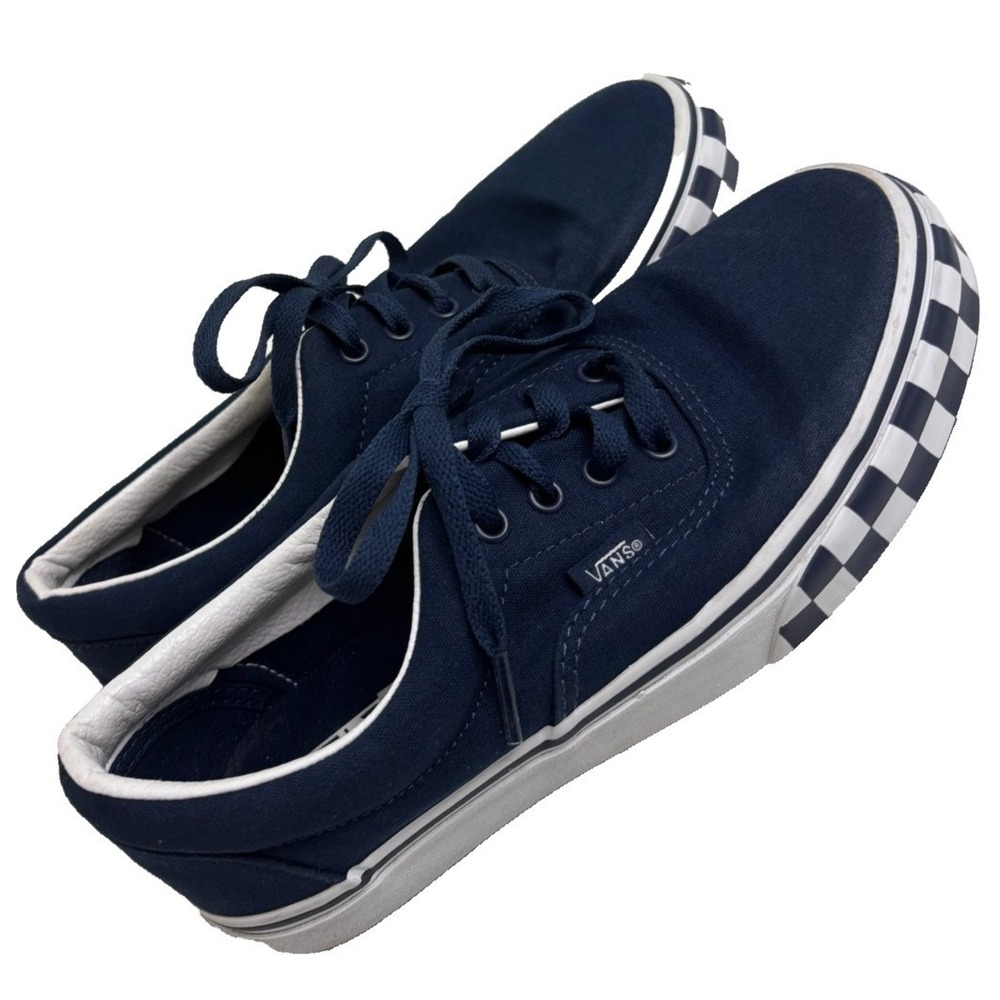 Barely Worn VANS Era Check Bumper Navy White Sneakers Youth Kids Juniors 5